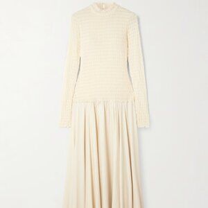 SIEDRÉS Feja open-back shirred stretch-mesh and satin-jersey midi dress